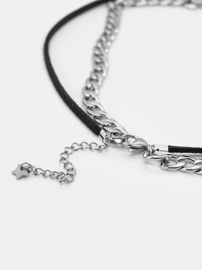 Choker z łańcuchem i kwarcem Lithium
