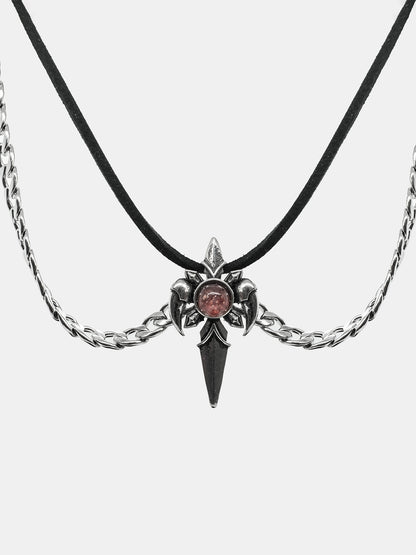Choker z łańcuchem i kwarcem Lithium