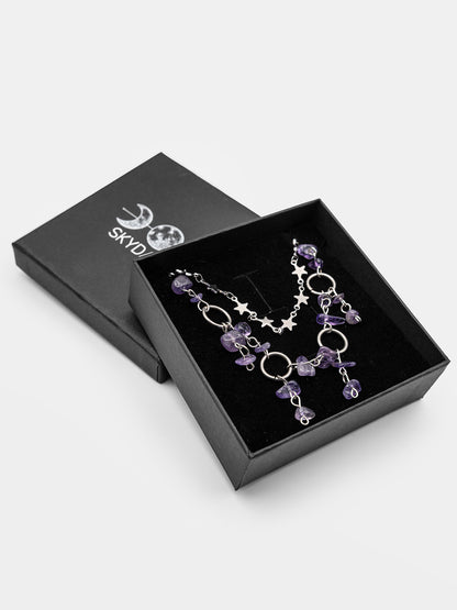 Podwójny naszyjnik z ametystem Fairytale