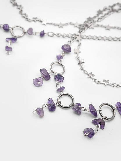 Podwójny naszyjnik z ametystem Fairytale