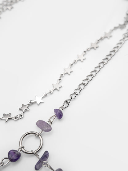 Podwójny naszyjnik z ametystem Fairytale