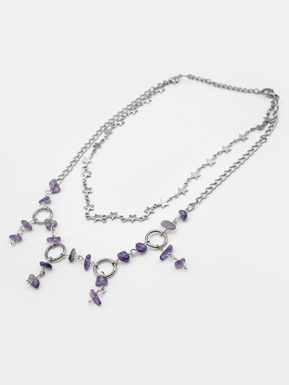 Podwójny naszyjnik z ametystem Fairytale