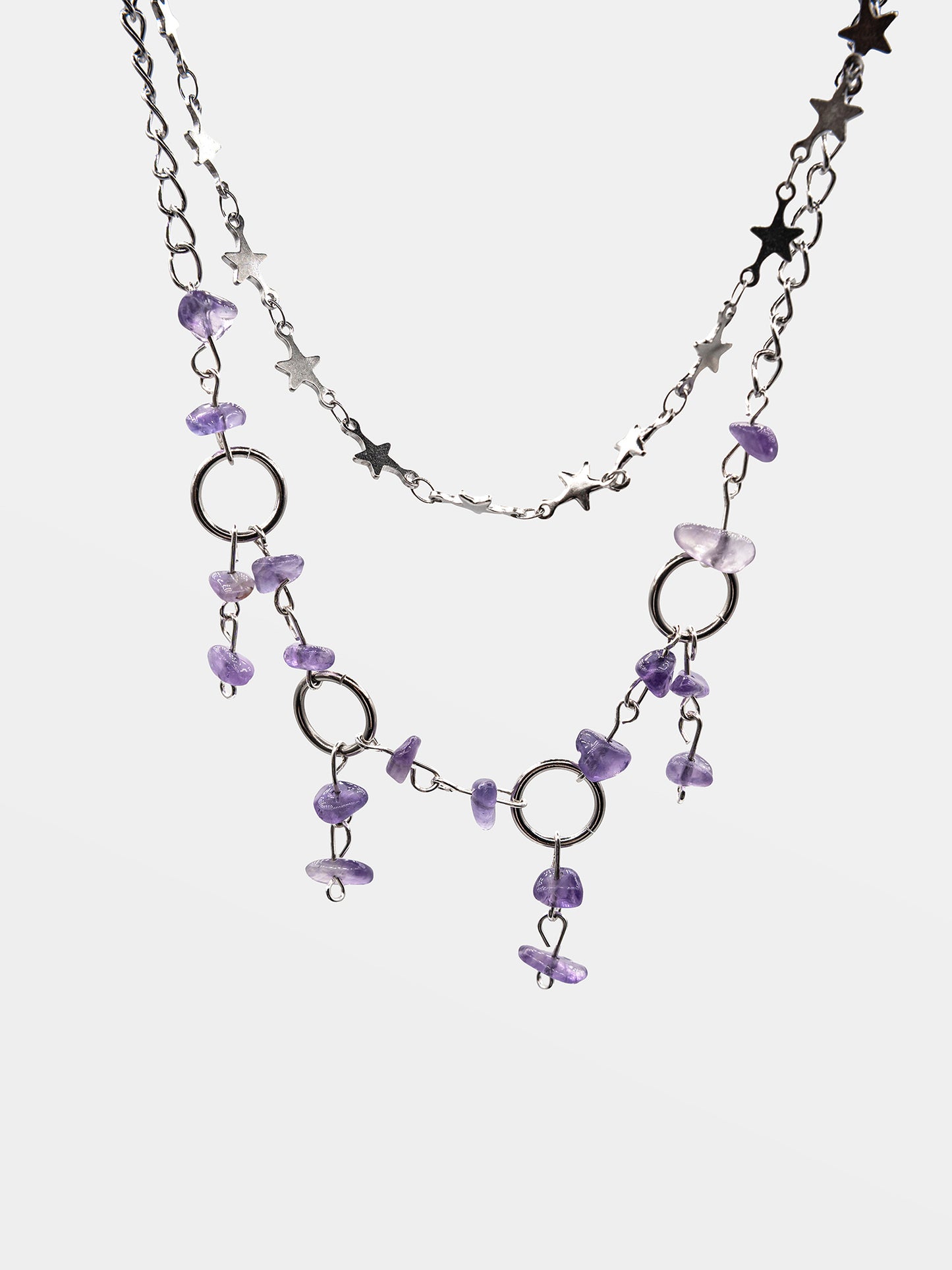 Podwójny naszyjnik z ametystem Fairytale