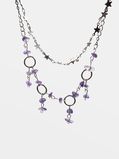 Podwójny naszyjnik z ametystem Fairytale