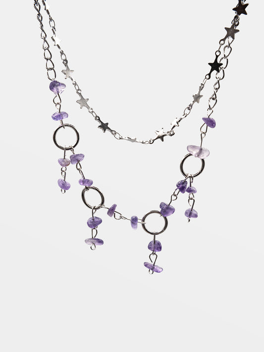 Podwójny naszyjnik z ametystem Fairytale