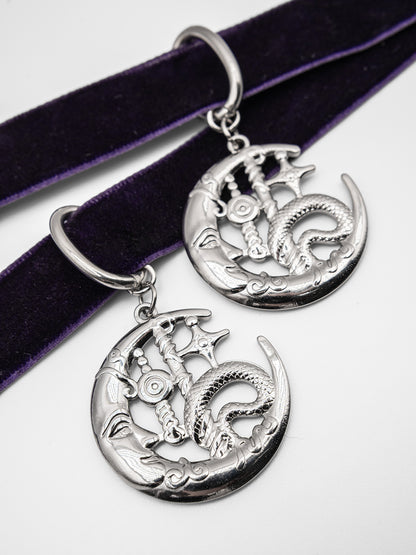 Fioletowa obróżka z księżycem Lunelle