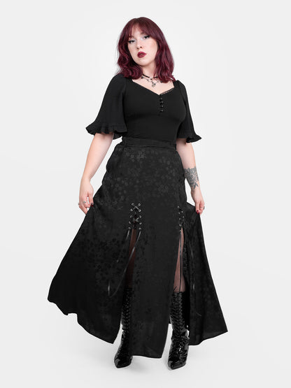 Żakardowa spódnica maxi z wycięciami Eerie