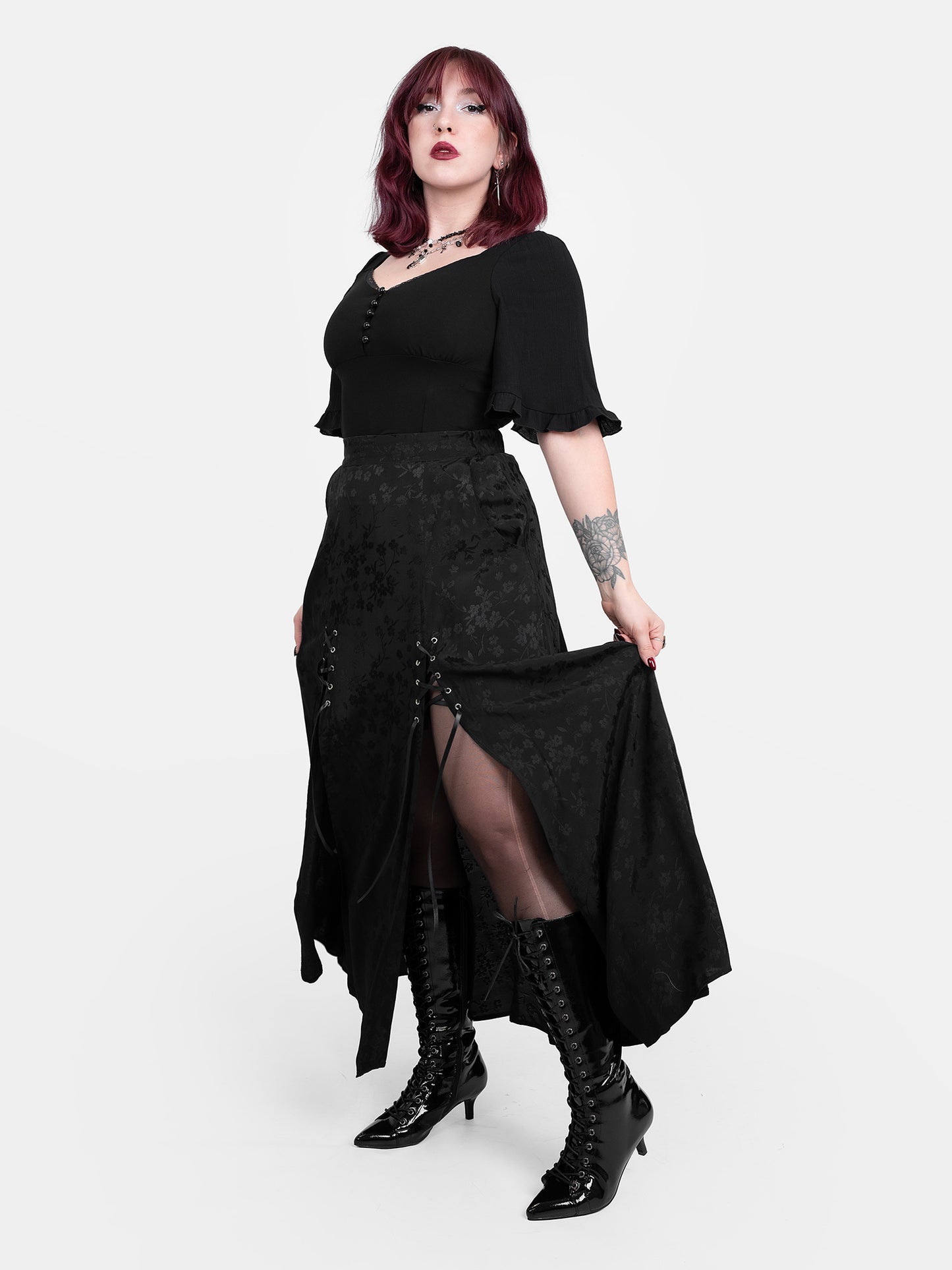 Żakardowa spódnica maxi z wycięciami Eerie