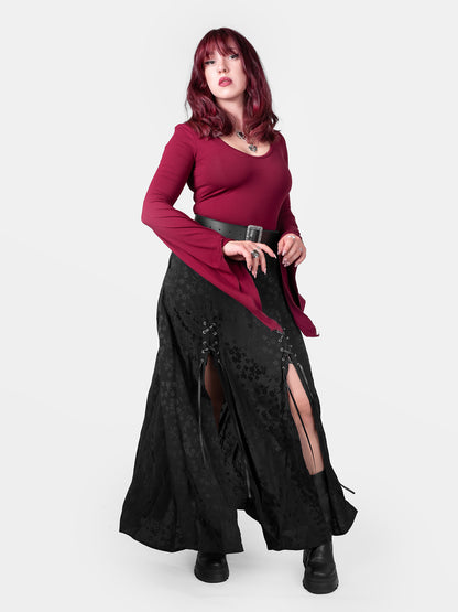 Eerie Jacquard Cutout Midi Skirt