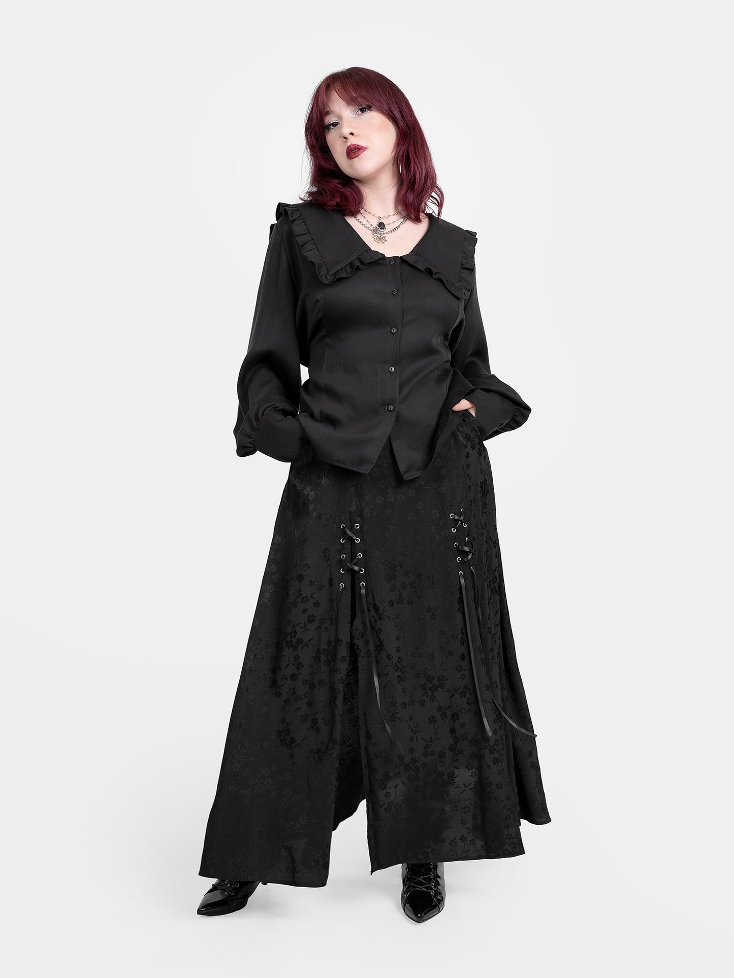 Żakardowa spódnica maxi z wycięciami Eerie