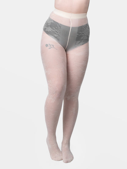 Rajstopy w białą koronkę Carmela