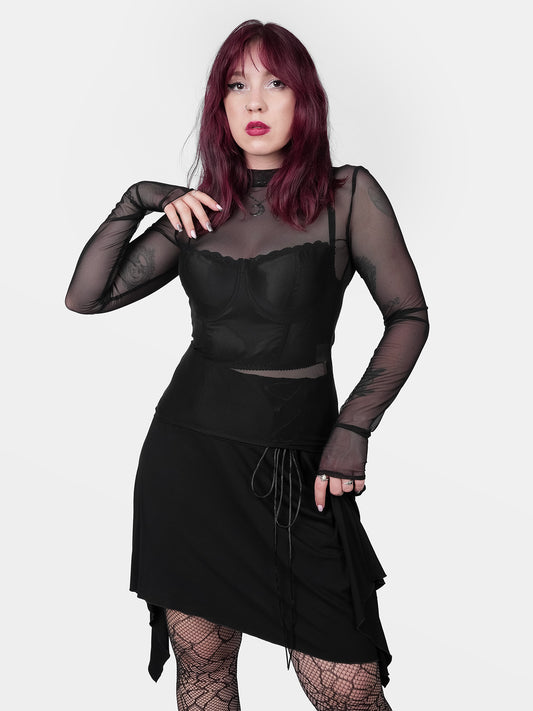 Bonnie Black Mesh Top