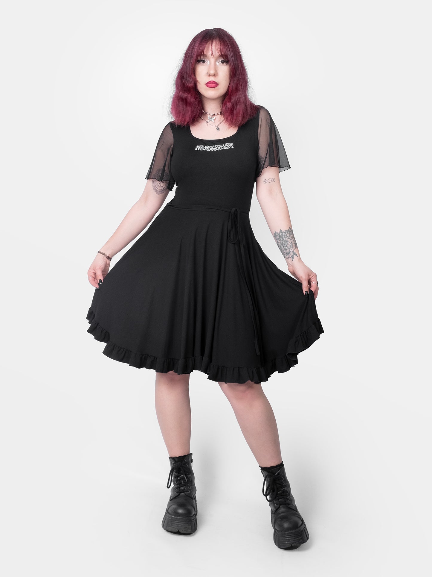 Ornament Tulle Sleeve Dress