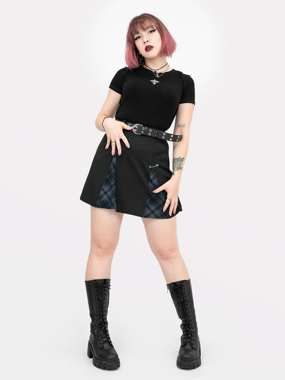 Spódnica mini z wycięciami w kratę Oddity