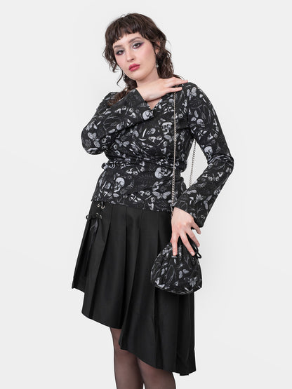 Moonveil Flare Sleeve Wrap Blouse