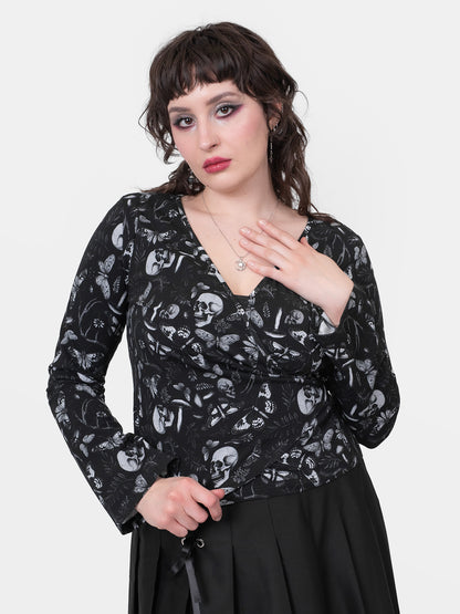 Moonveil Flare Sleeve Wrap Blouse