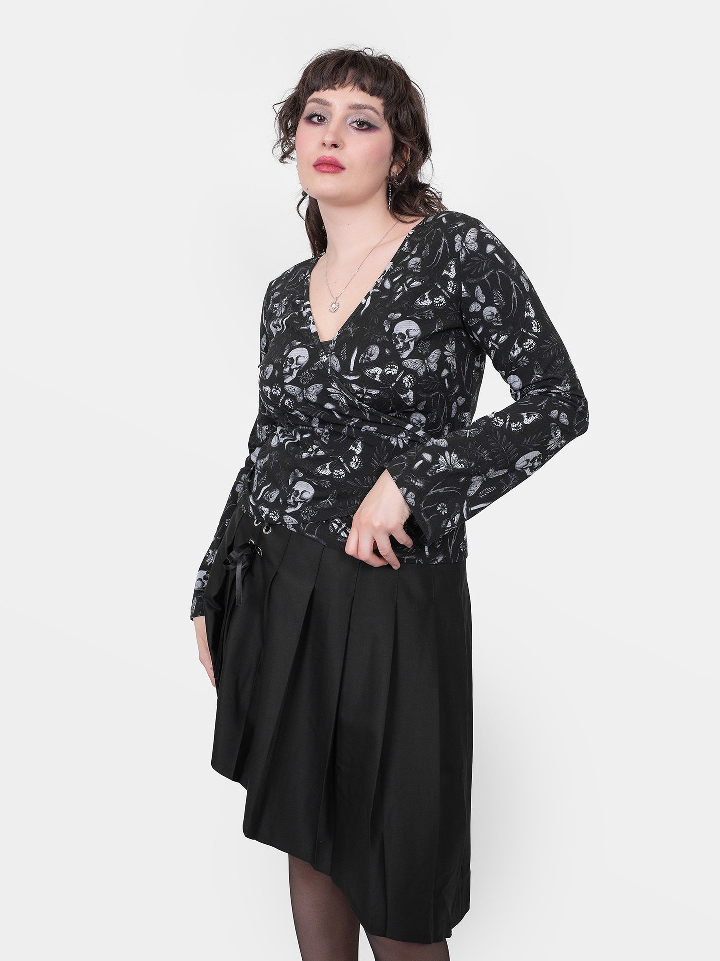 Moonveil Flare Sleeve Wrap Blouse