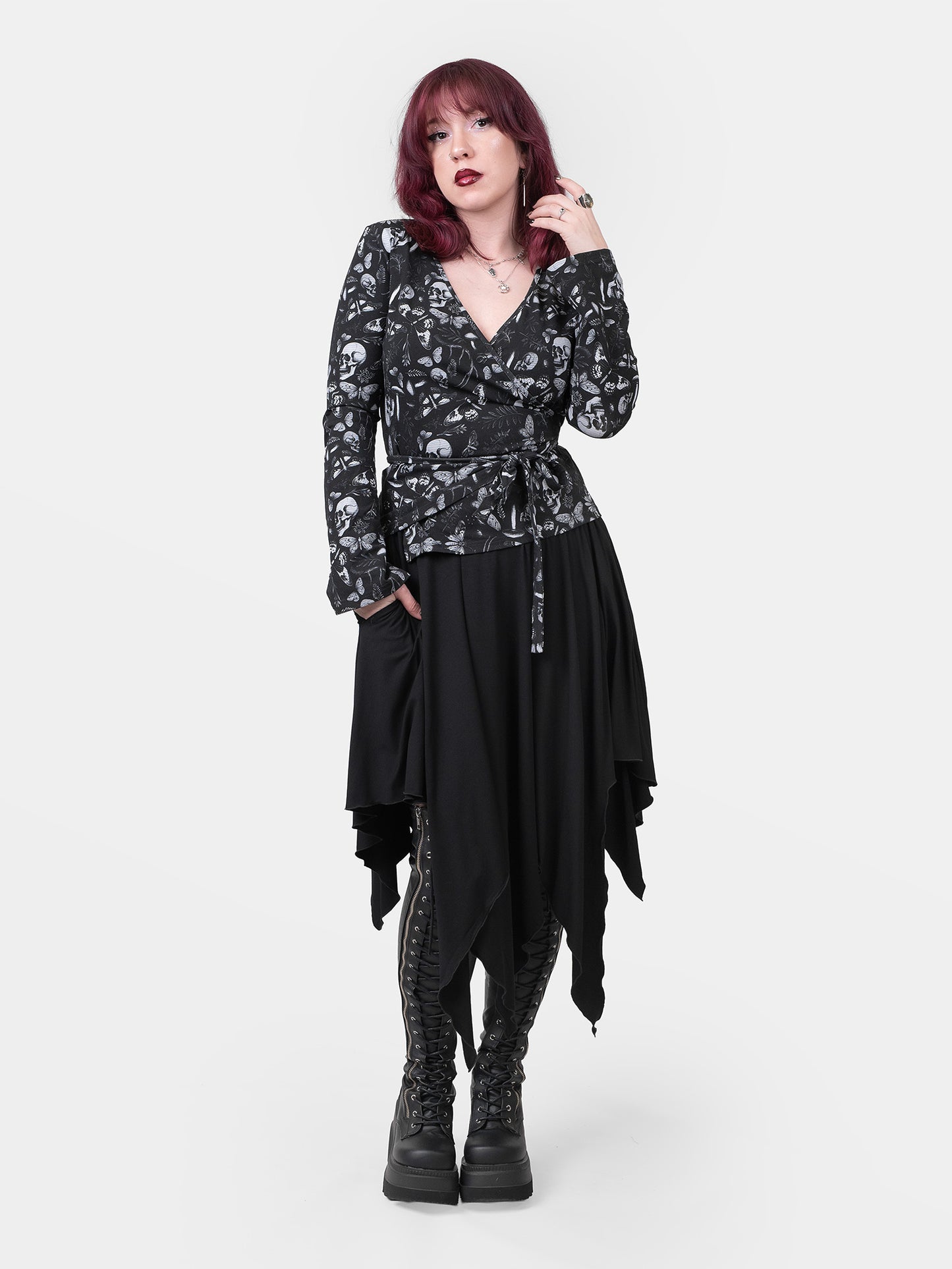 Moonveil Flare Sleeve Wrap Blouse