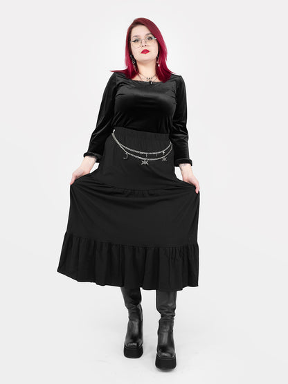 Spódnica midi z falbanami Oblivion