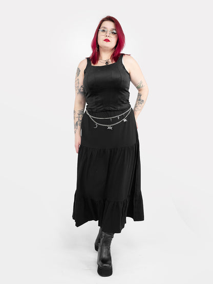 Spódnica midi z falbanami Oblivion