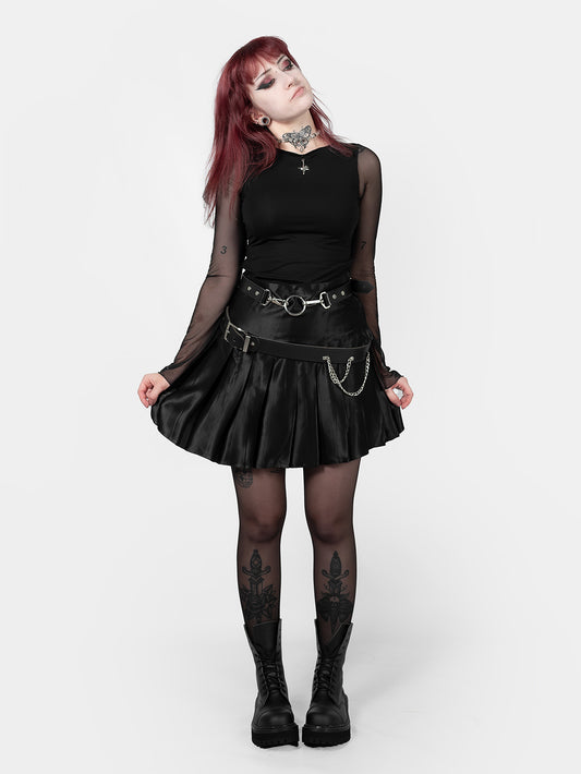 Satin pleated skirt