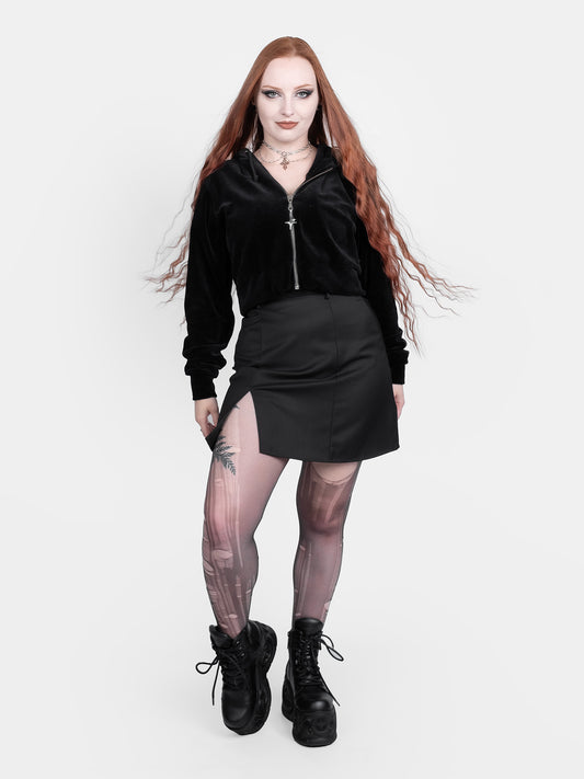 Batcave Velvet Cropped Hoodie