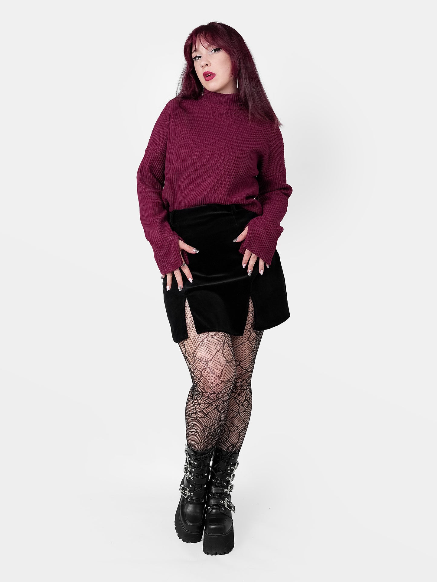 Agony Velvet Mini Skirt with Cutouts