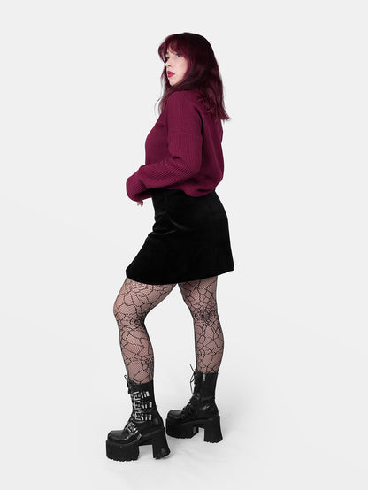 Agony Velvet Mini Skirt with Cutouts