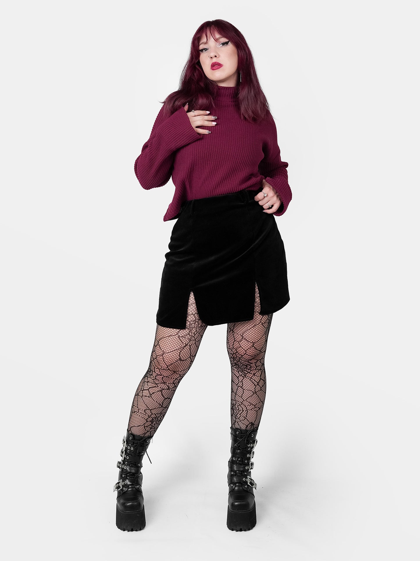 Agony Velvet Mini Skirt with Cutouts