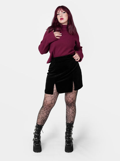 Agony Velvet Mini Skirt with Cutouts