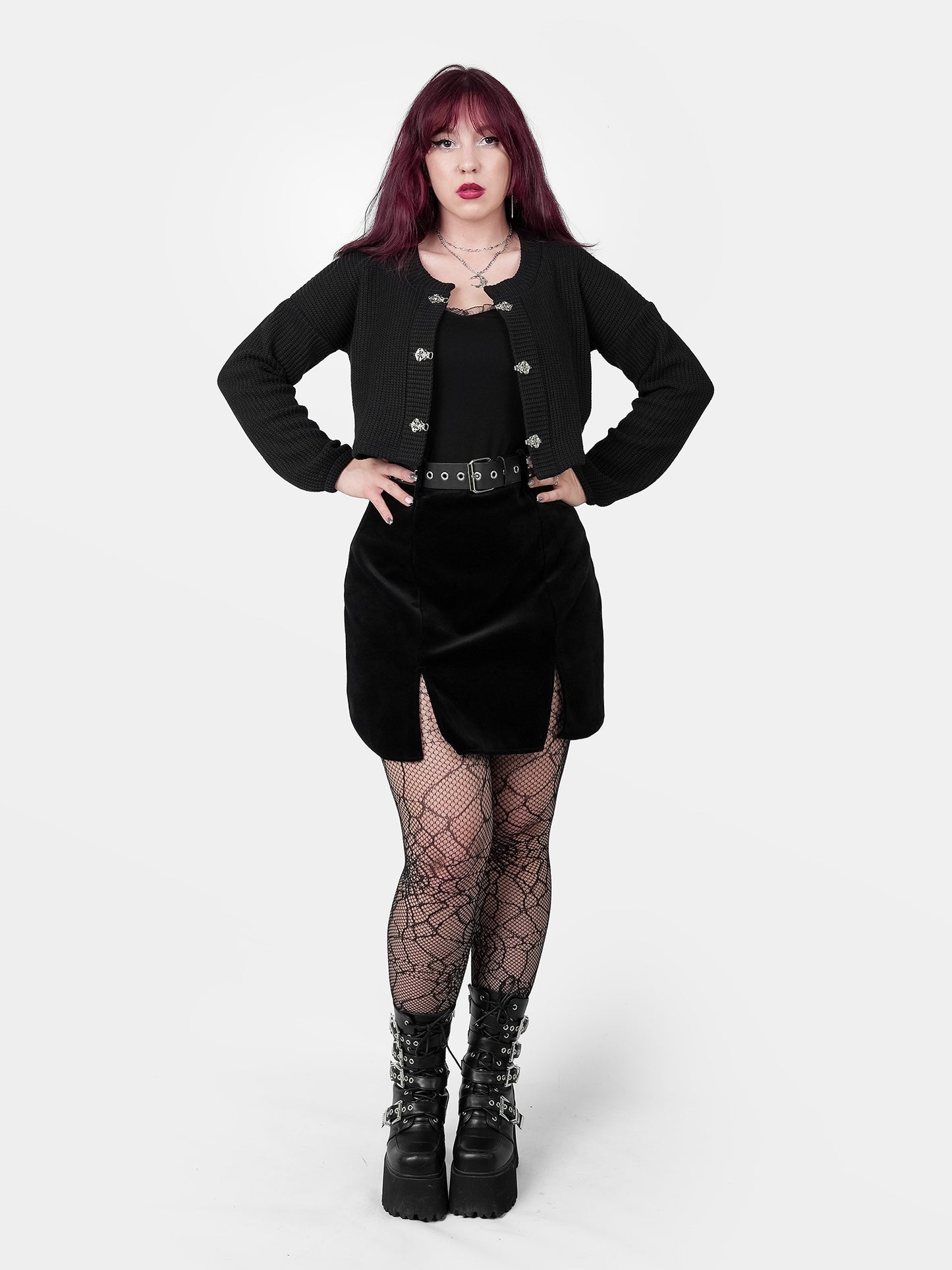 Agony Velvet Mini Skirt with Cutouts