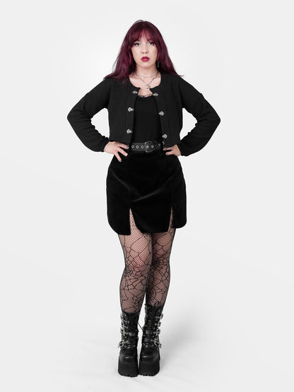 Agony Velvet Mini Skirt with Cutouts