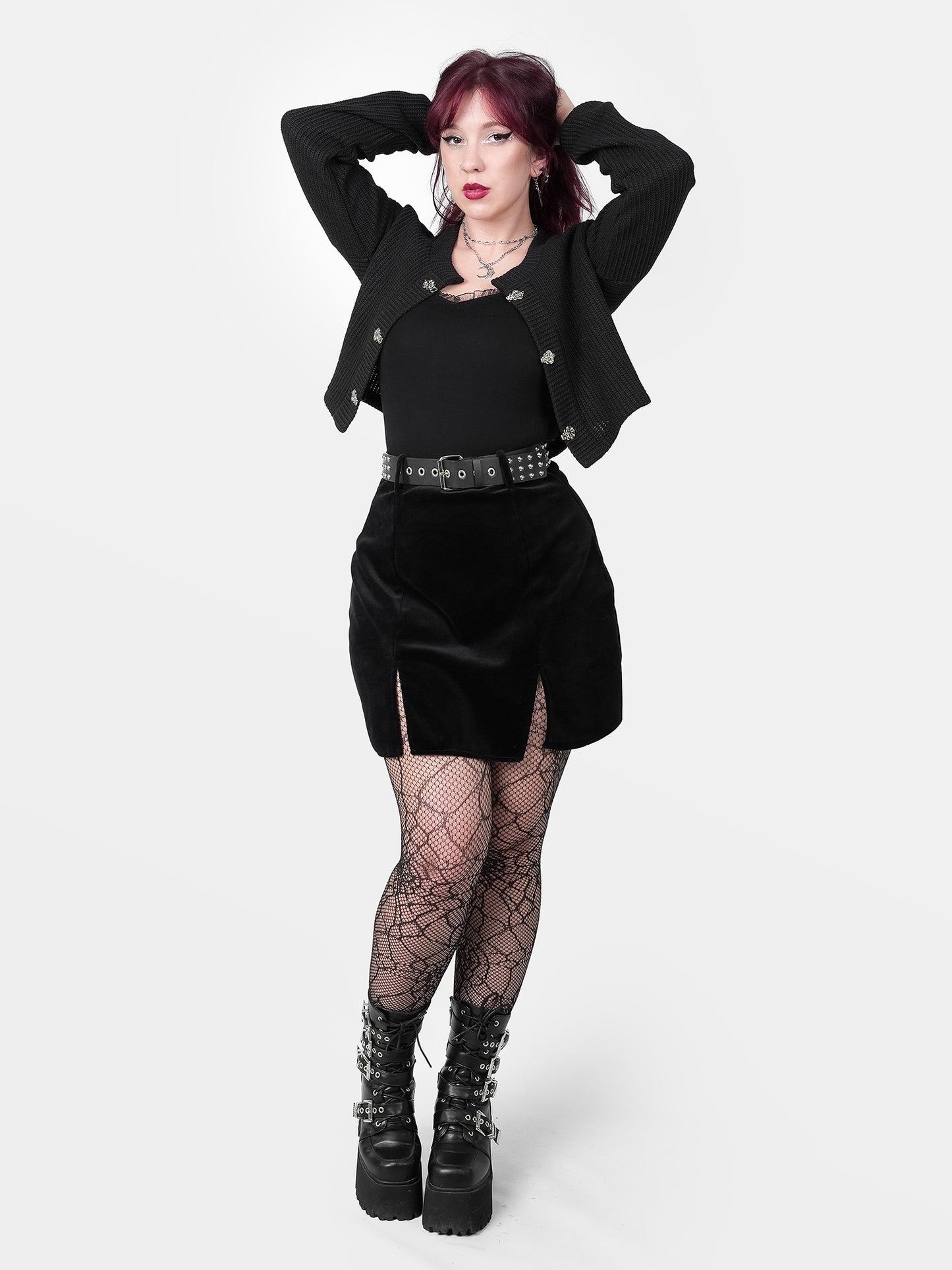 Agony Velvet Mini Skirt with Cutouts