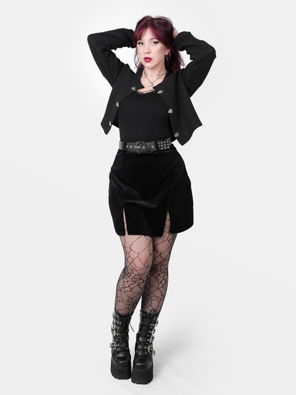 Agony Velvet Mini Skirt with Cutouts