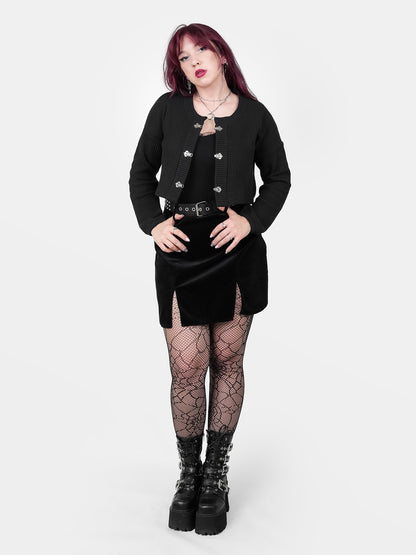 Agony Velvet Mini Skirt with Cutouts