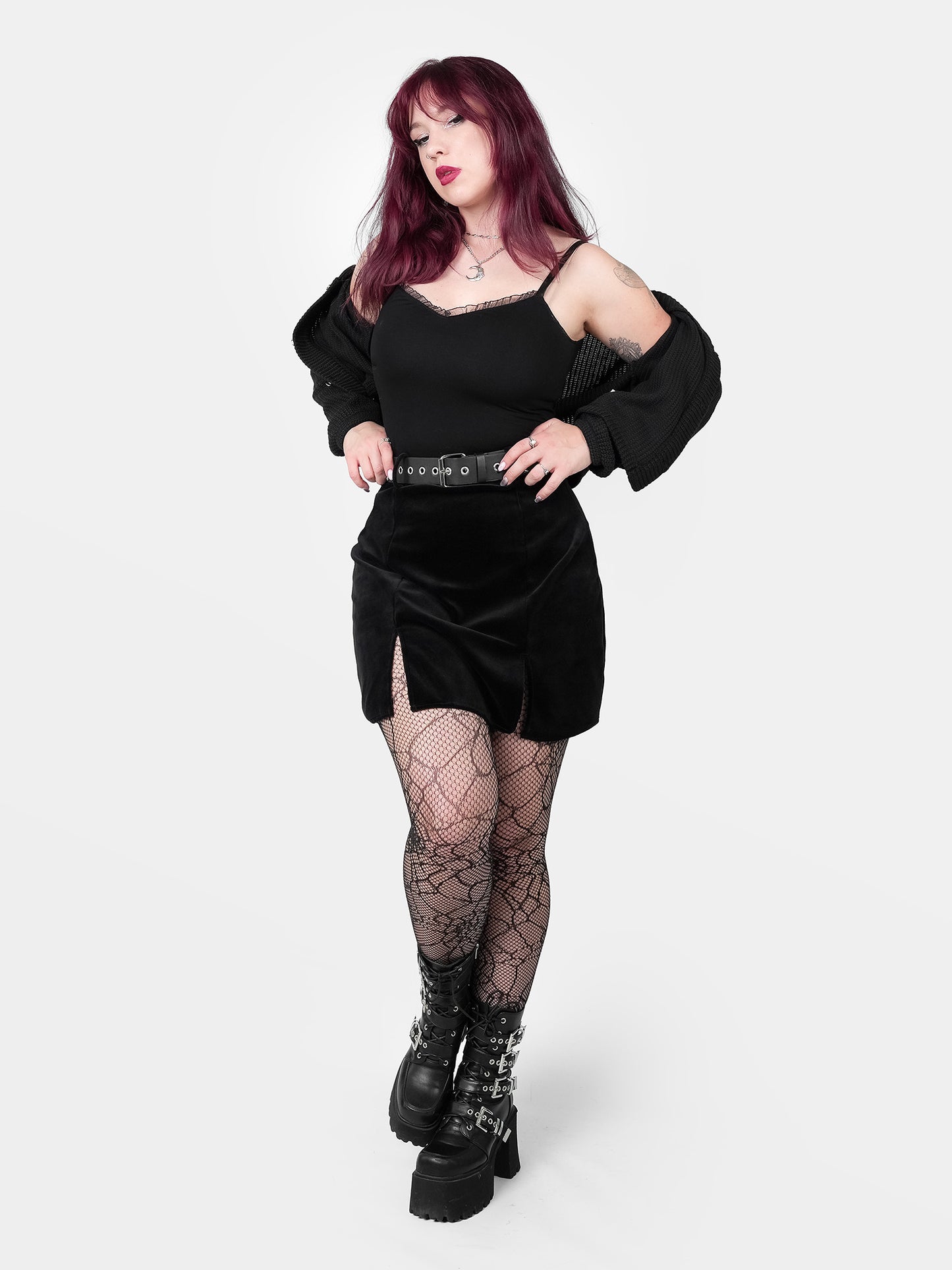 Agony Velvet Mini Skirt with Cutouts