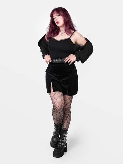 Agony Velvet Mini Skirt with Cutouts