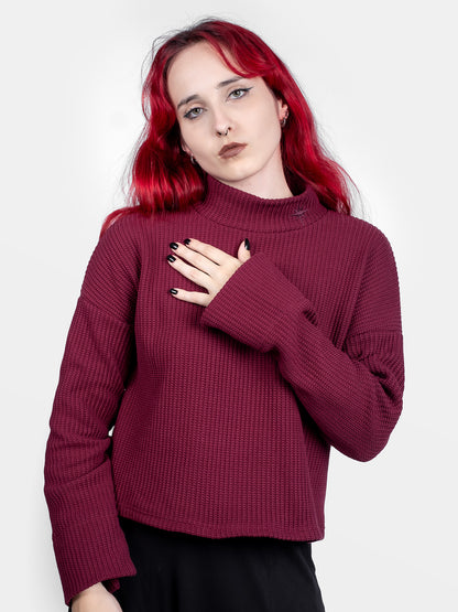 Bordowy sweter z golfem Astrid