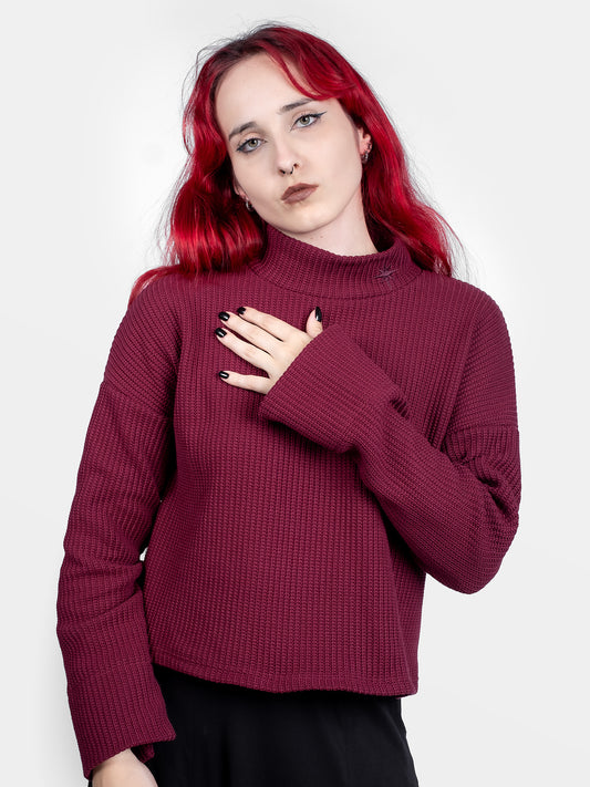 Bordowy sweter z golfem Astrid
