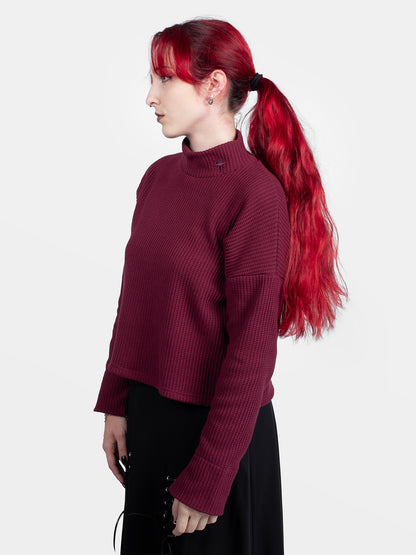 Bordowy sweter z golfem Astrid