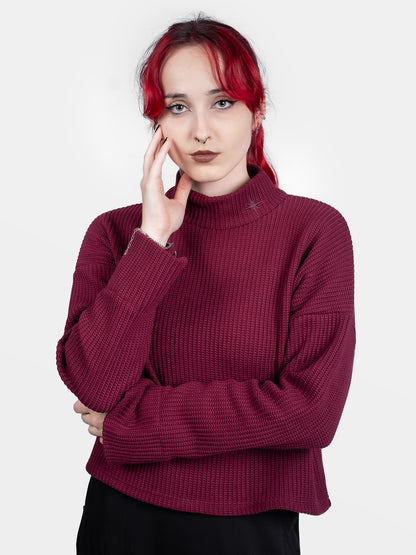 Bordowy sweter z golfem Astrid