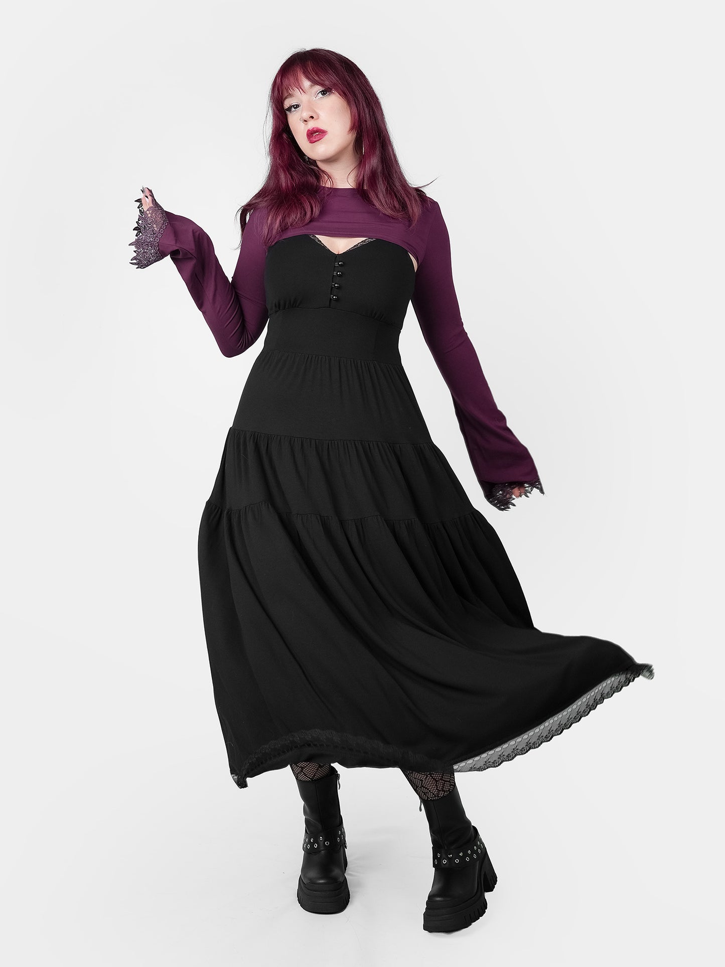 Fioletowe bolerko z szerokimi rękawami Whimsy