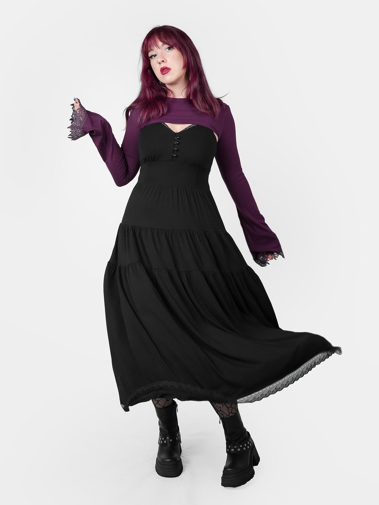 Fioletowe bolerko z szerokimi rękawami Whimsy