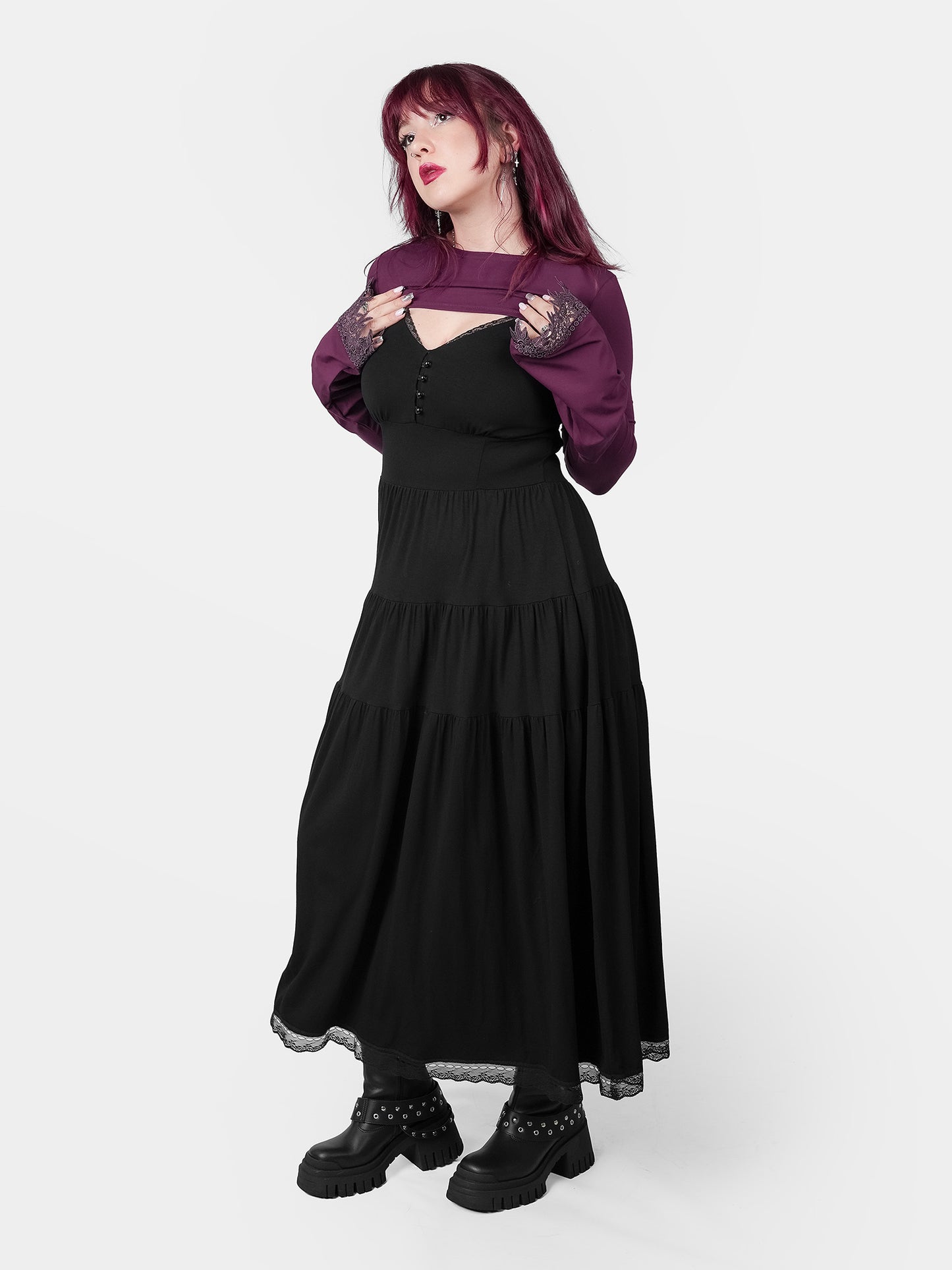 Fioletowe bolerko z szerokimi rękawami Whimsy