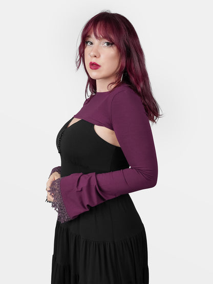 Fioletowe bolerko z szerokimi rękawami Whimsy