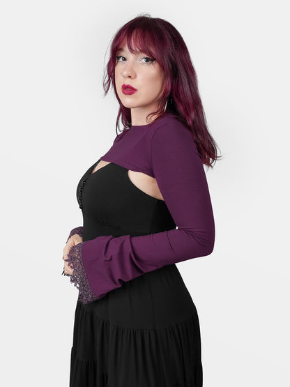 Fioletowe bolerko z szerokimi rękawami Whimsy
