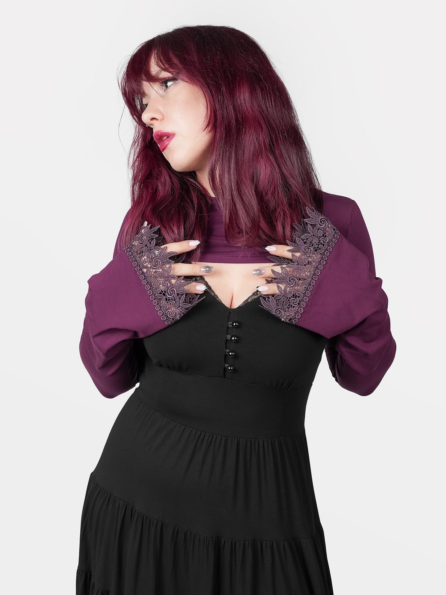 Fioletowe bolerko z szerokimi rękawami Whimsy