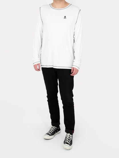 Longsleeve z haftem Skully biały