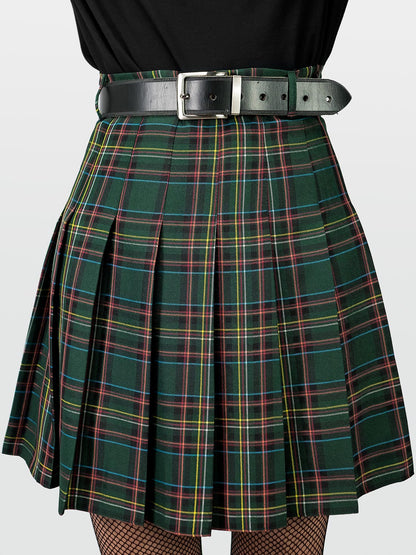 TALL Tennis skirt w zieloną kratę ze szlufkami