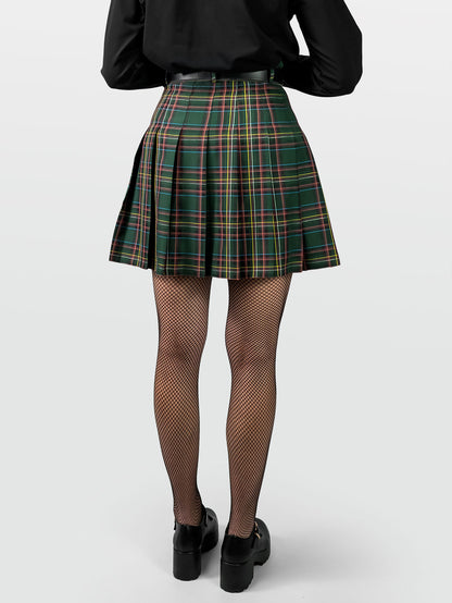 TALL Tennis skirt w zieloną kratę ze szlufkami